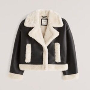 Abercrombie Faux Leather and Sherpa Moto Jacket